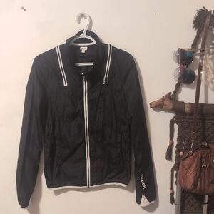 Black Bench Windbreaker Jacket With Hood Size Small